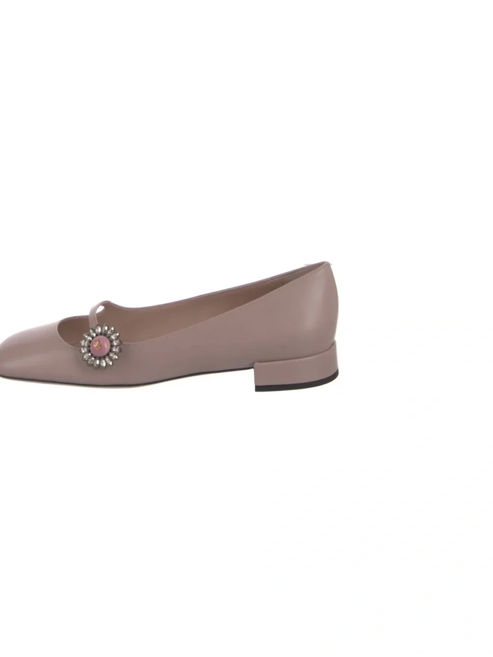 Valentino Garavani Blush Pink Mary Jane Flats with Jeweled Brooch